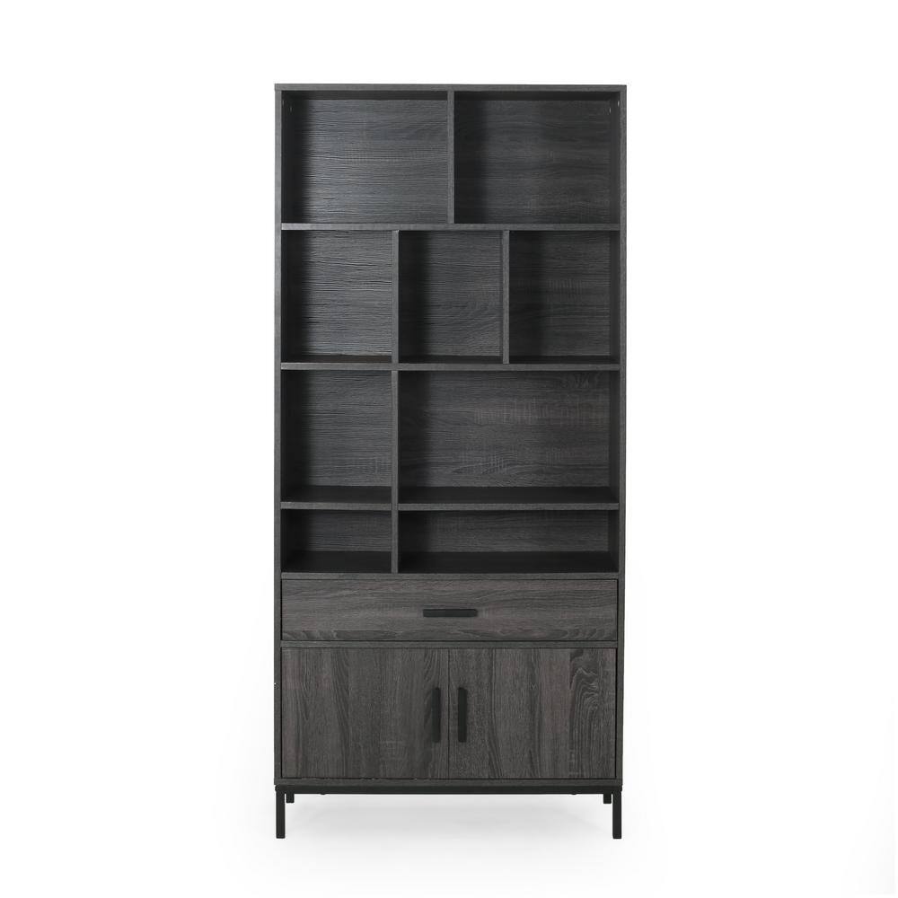 Noble House Gallatin Dark Grey and Black Book Case 69435