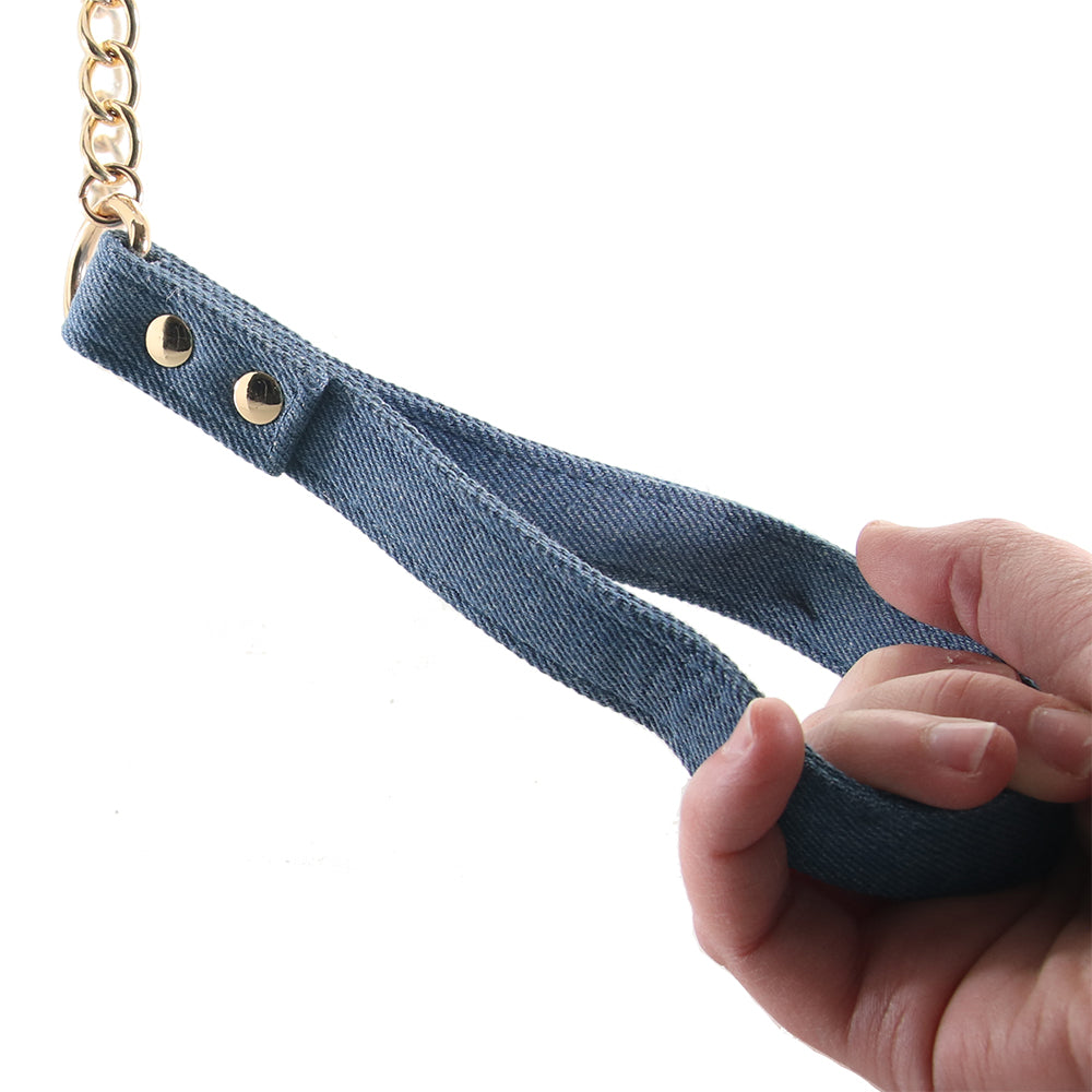 Ride 'Em Denim Collar With Leash