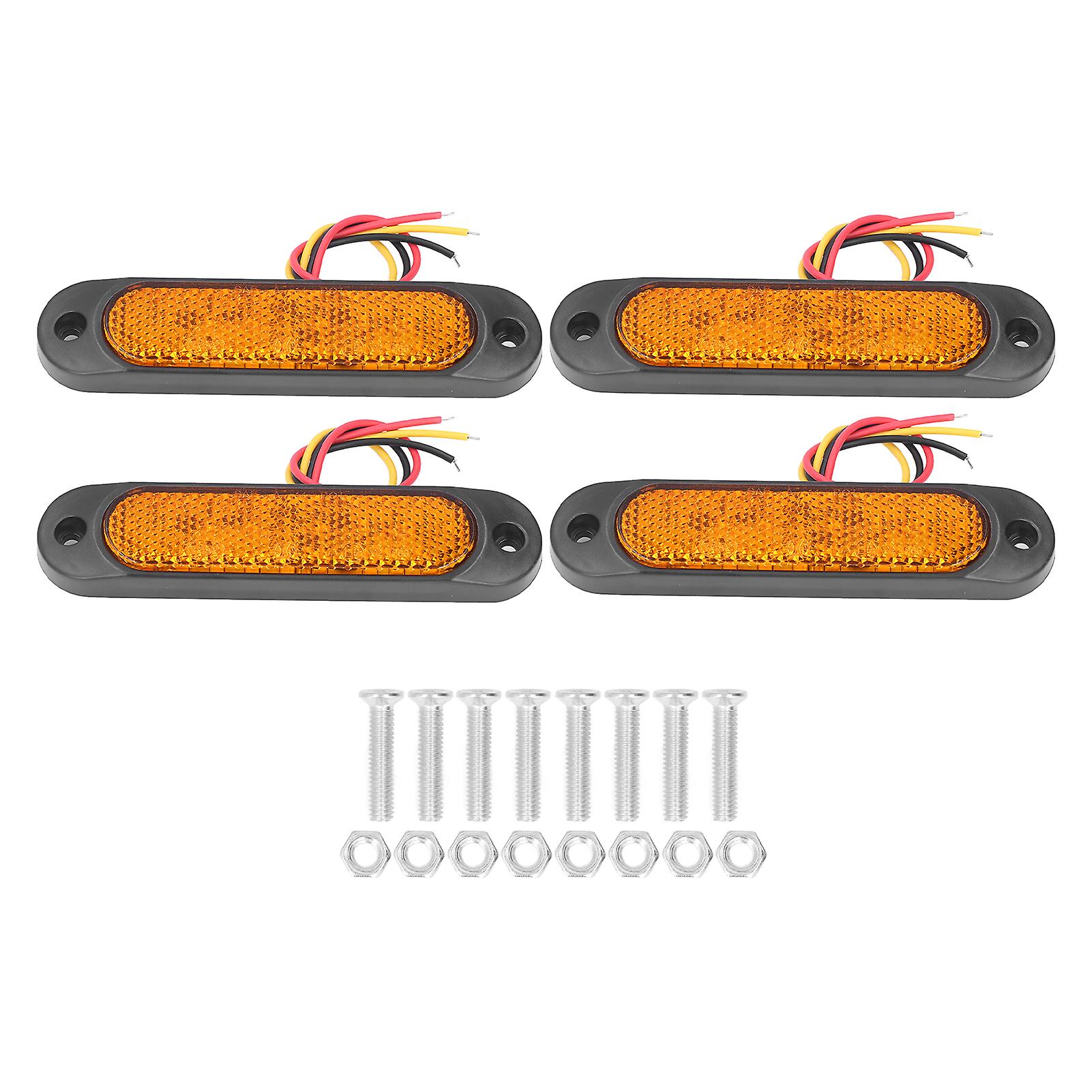 4pcs Car Reflector Light 27led 1200lm Ip67 Waterproof Universal For Rv Yacht Van Truckyellow