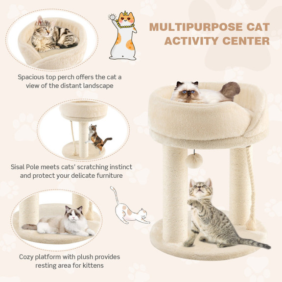 Costway 83460915 Cat Climbing Tree with Plush Perc...