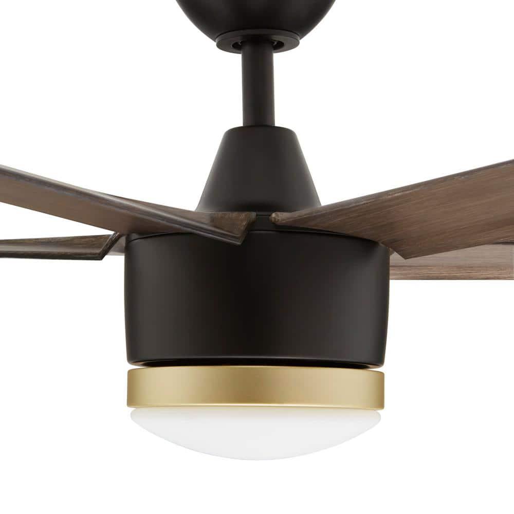 Home Decorators Collection Merwry 56 in Integrated LED IndoorOutdoor Matte Black Ceiling Fan with Light Kit and Remote Control