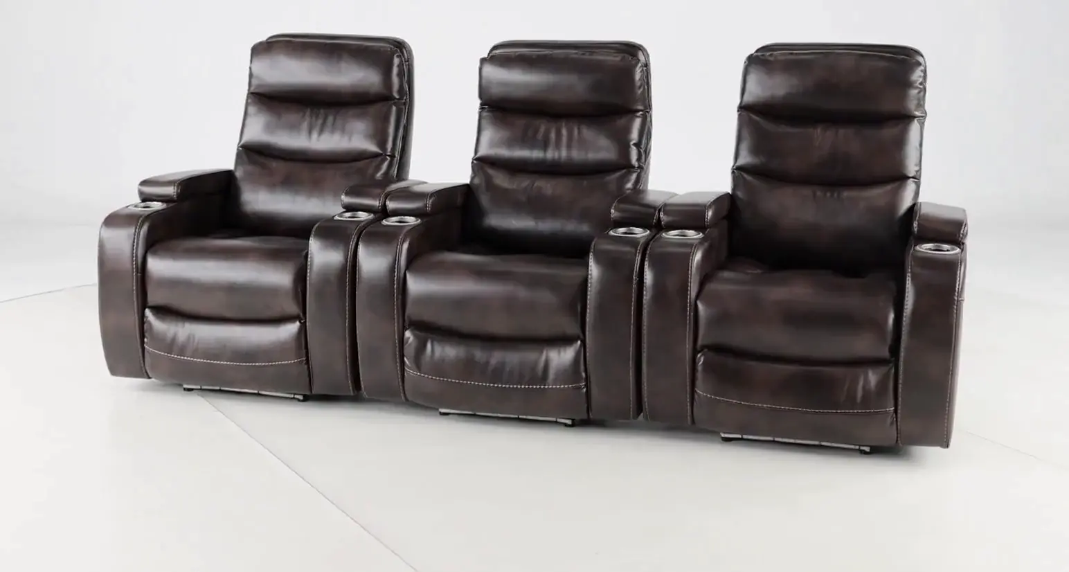 Cinema Coffee Brown 3 Piece Power Home Theater Seating