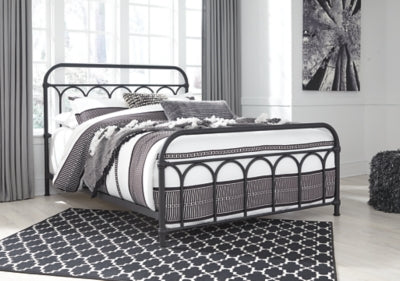 Signature Design by Ashley Nashburg Industrial Farmhouse Metal Bed, Full, Matte Black