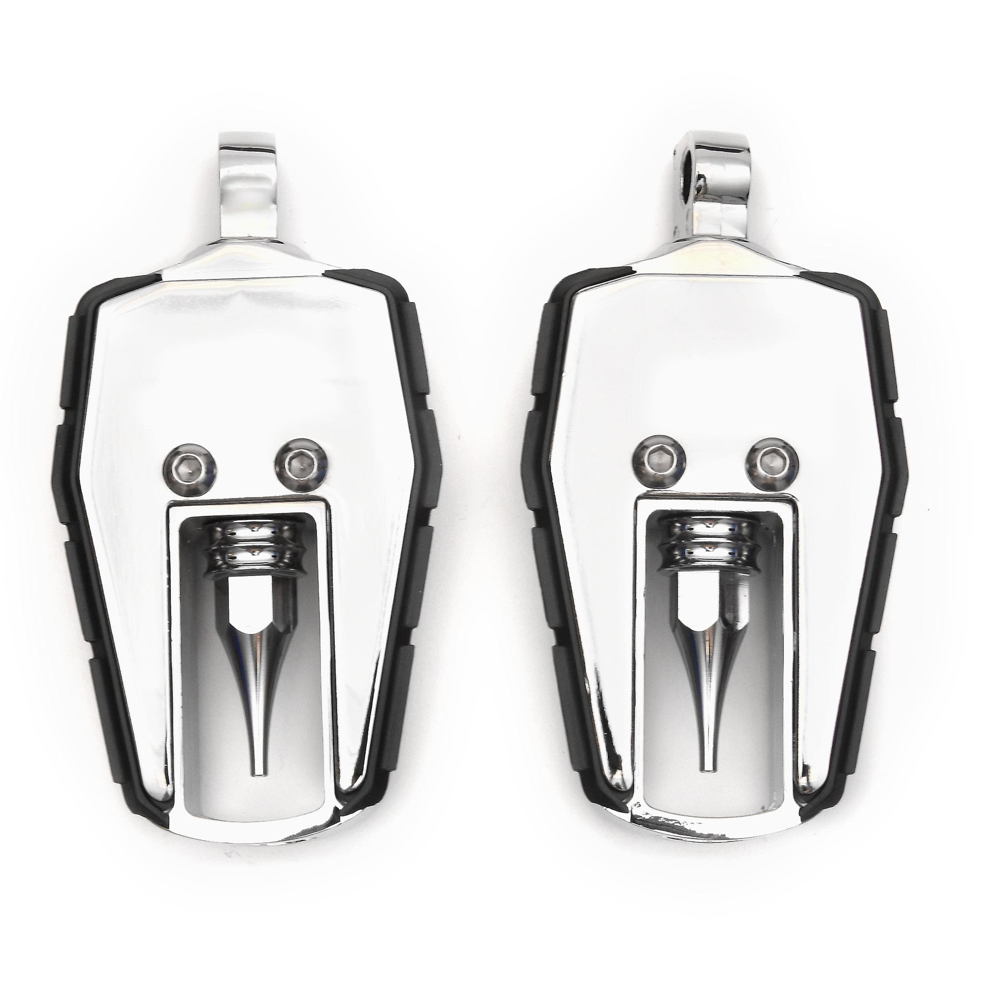Adjustable Highway Foot Pegs Skull Footrest Compatible with Harley Davidson FXDC Dyna Super Glide Custom 1992-2014， 1 Pair， Chrome