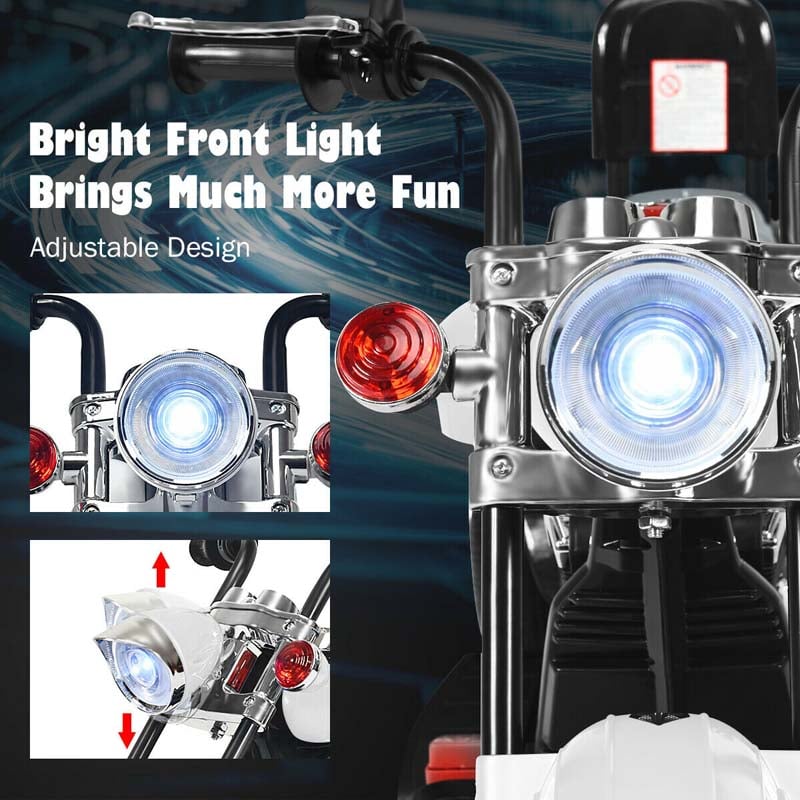 3 Wheel Kids Ride on Chopper-Style Motorcycle, 6V Battery Powered Kids Motorbike Trike Toy with Horn & Headlight