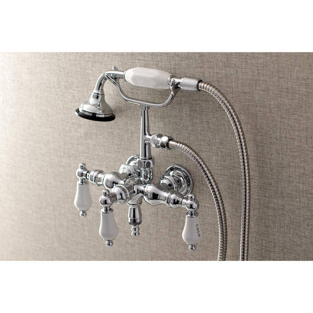 Kingston Brass Vintage 3-38 in. Center 3-Handle Claw Foot Tub Faucet with Handshower in Chrome HAE22T1