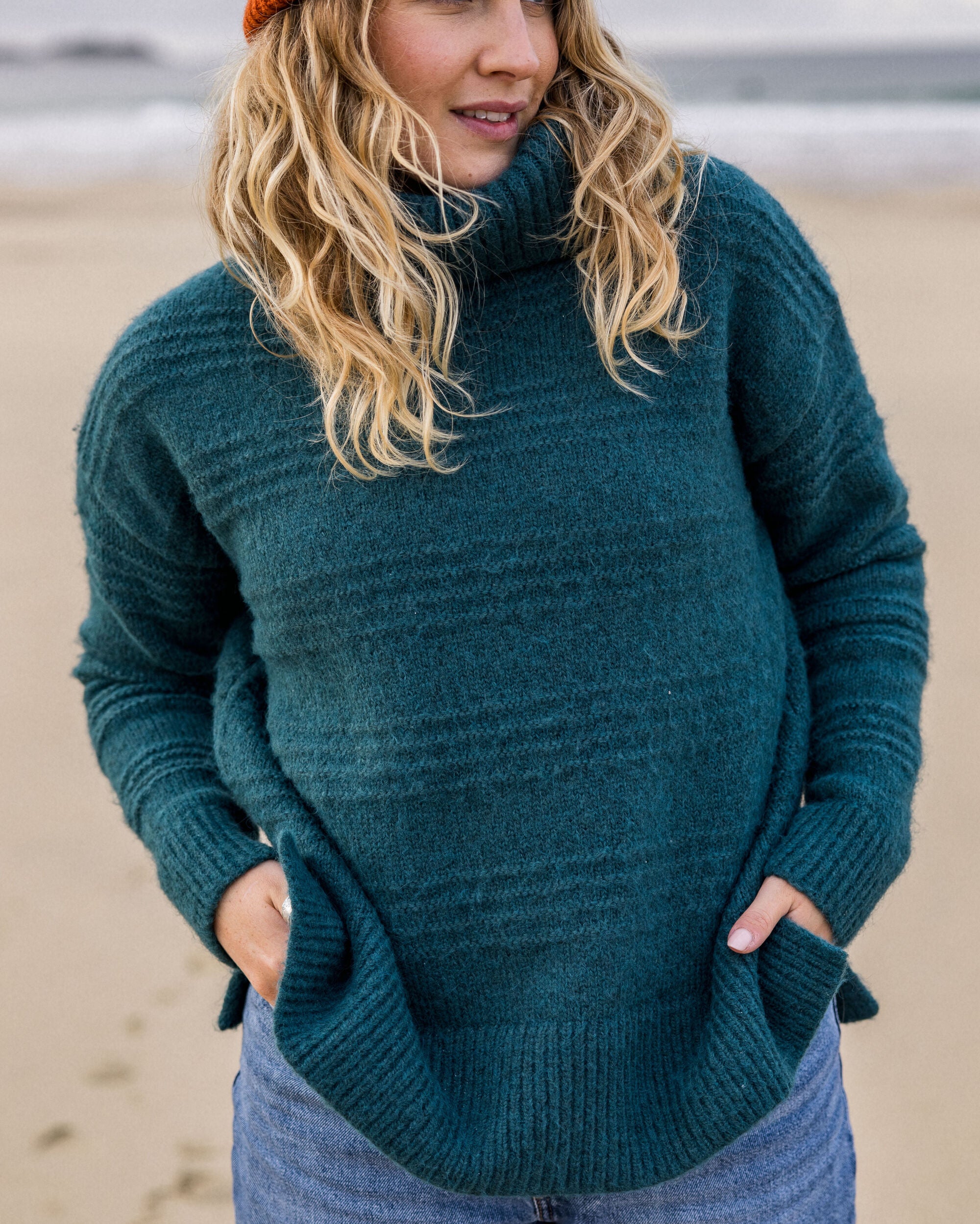 Snug Recycled Polo Neck Knitted Jumper - Mediterranean