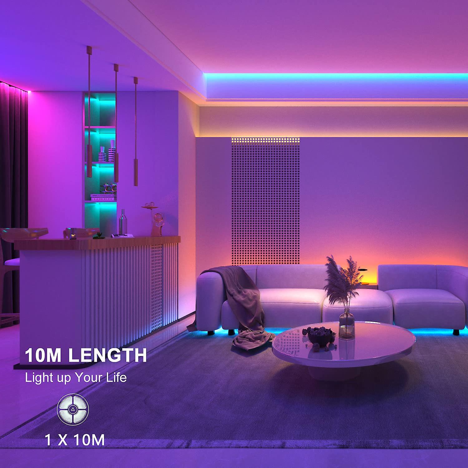 10m Led Strip (1*10m)， Rgb Led Strip Multicolor Led Light， With 44 Key App Remote Control， Synchronize With Music， For Decoration， Bar， Wedding， Bedro