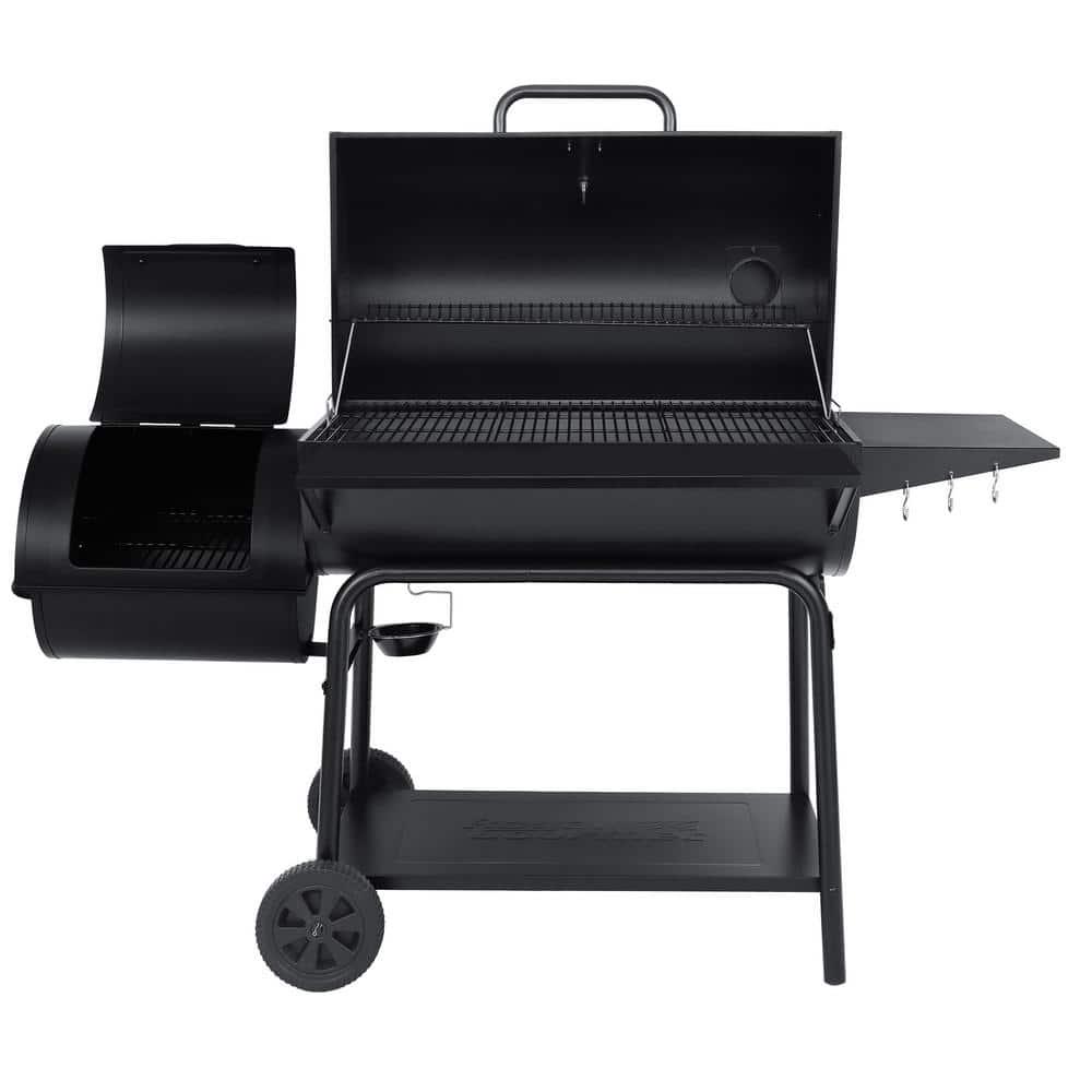 Royal Gourmet Charcoal Barrel Grill with Offset Smoker in Black