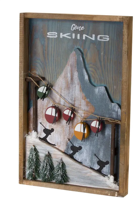 Multi Color Gone Skiing Wall Sign Winter Decoration