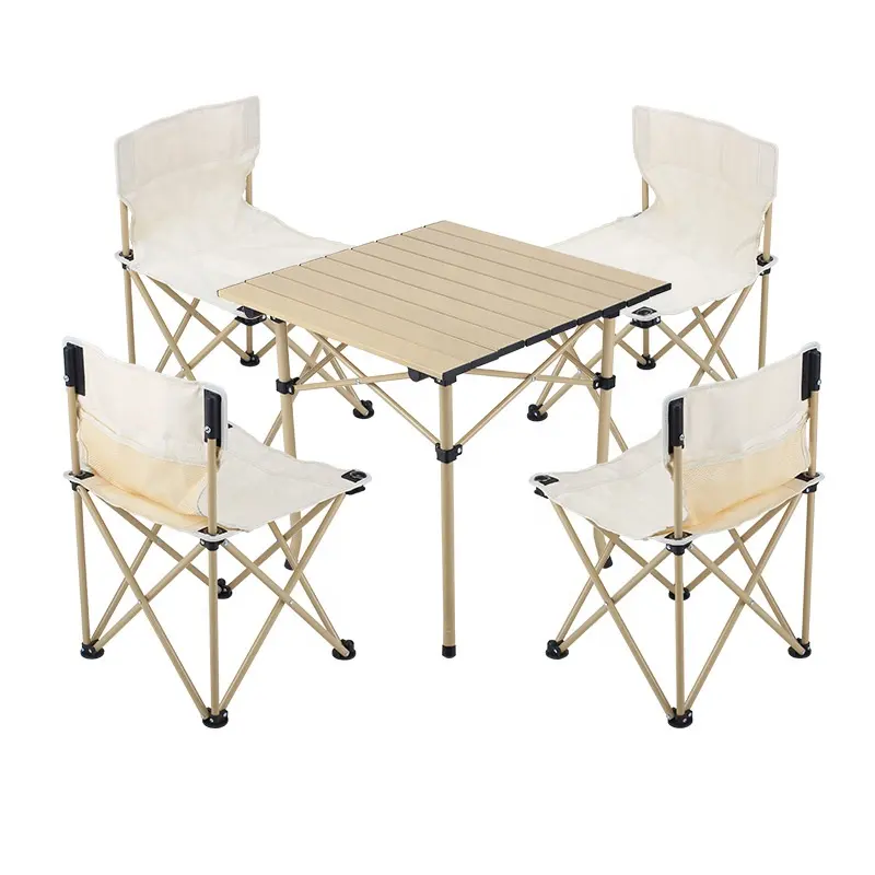 Outdoor Folding Aluminum oy Table And Chair Camping Furniture Portable Foldable Picnic Table And Chairs Set with 4 Seats