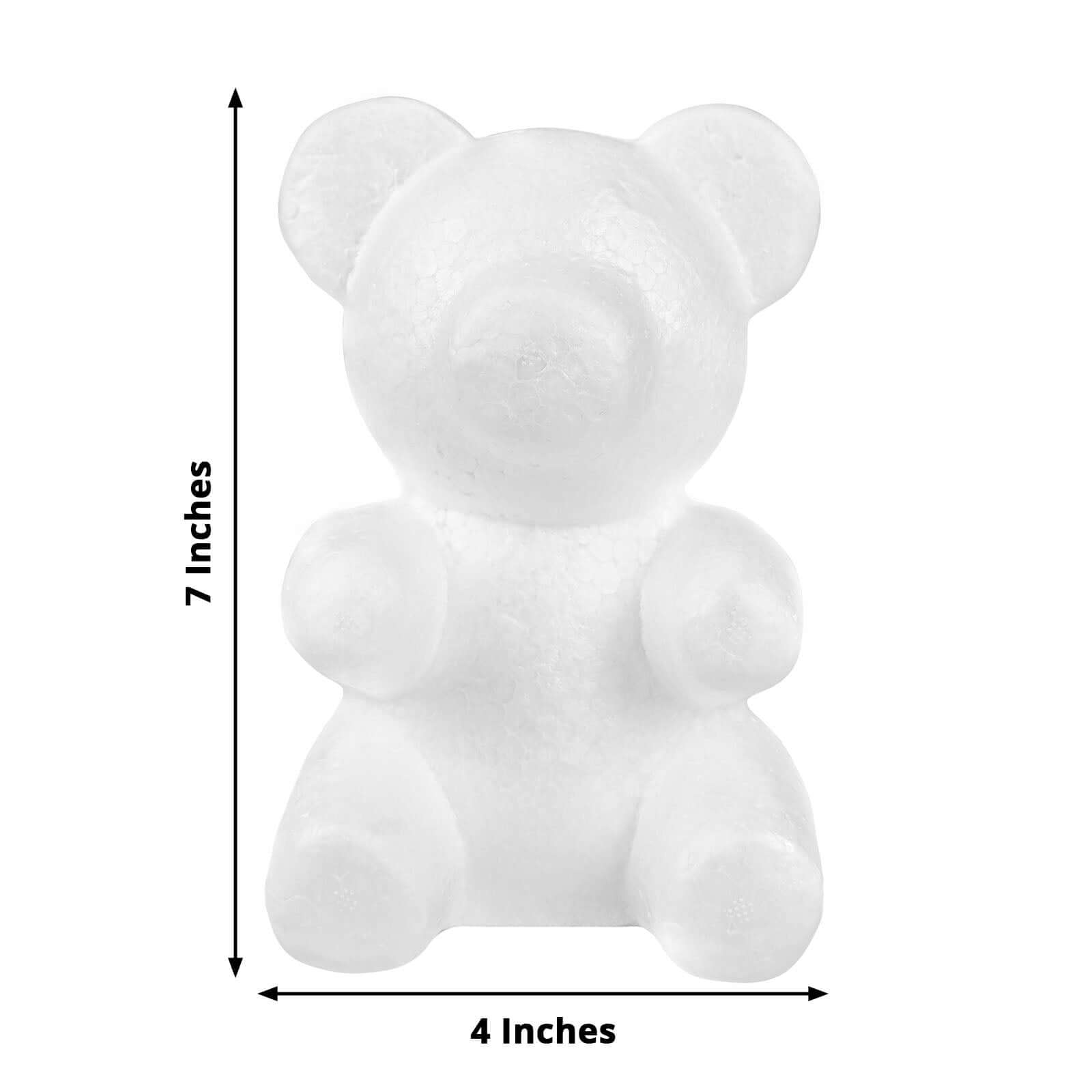 2 Pack DIY White 3D Modeling StyroFoam Bears, Polystyrene Craft Foam Animals 7