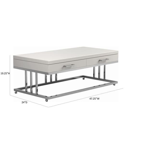 Coaster Furniture Dalya White and Chrome 2-drawer Rectangular Coffee Table