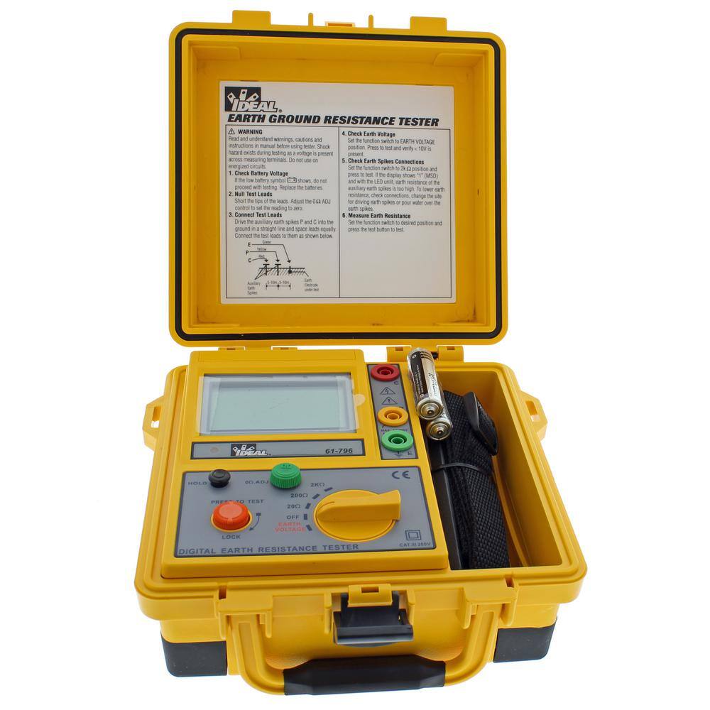 IDEAL 3-Pole Earth Ground Resistance Tester 61-796