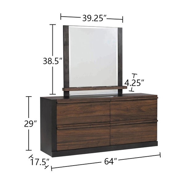 Wood Eastern King Bedroom Set in Black and Walnut - - 36135789