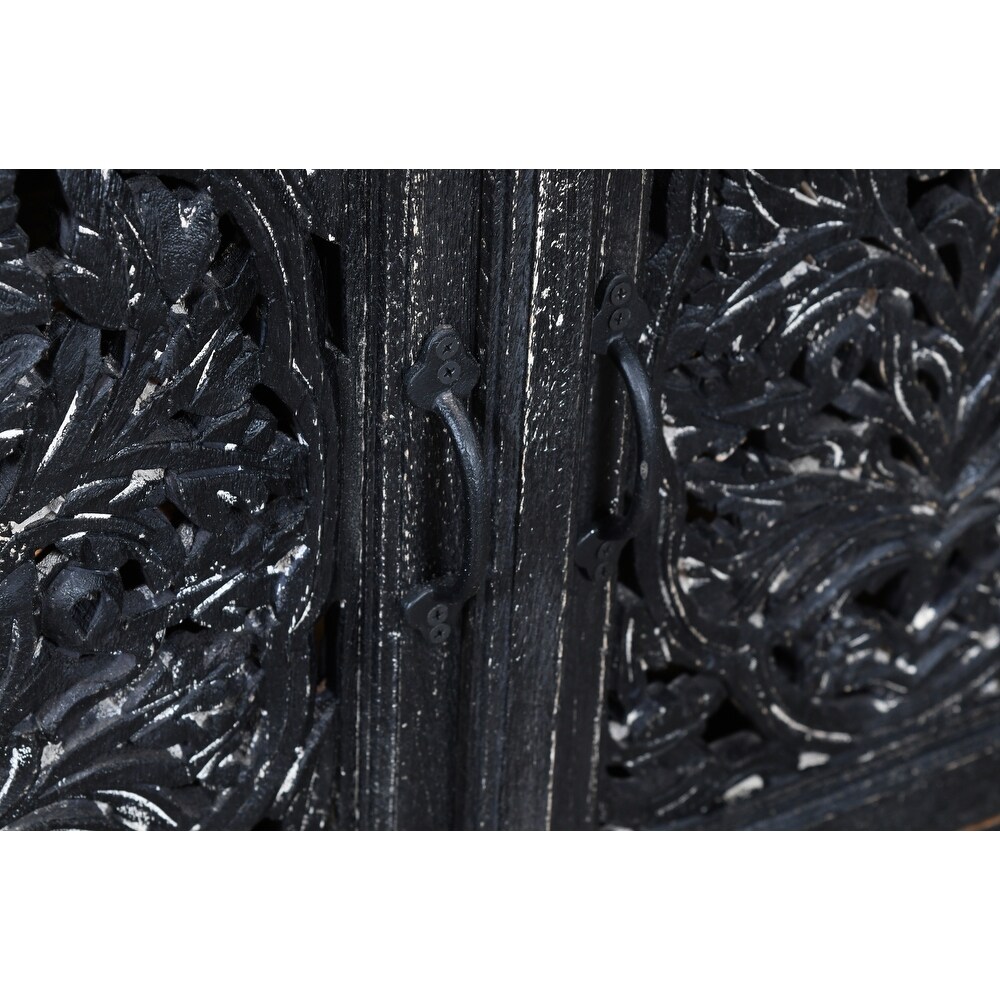 Luna Black Hand carved 2 Door Accent Cabinet