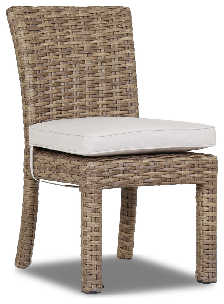 Havana Armless Dining Chair With Cushions  Canvas Flax   Tropical   Outdoor Dining Chairs   by Sunset West Outdoor Furniture  Houzz