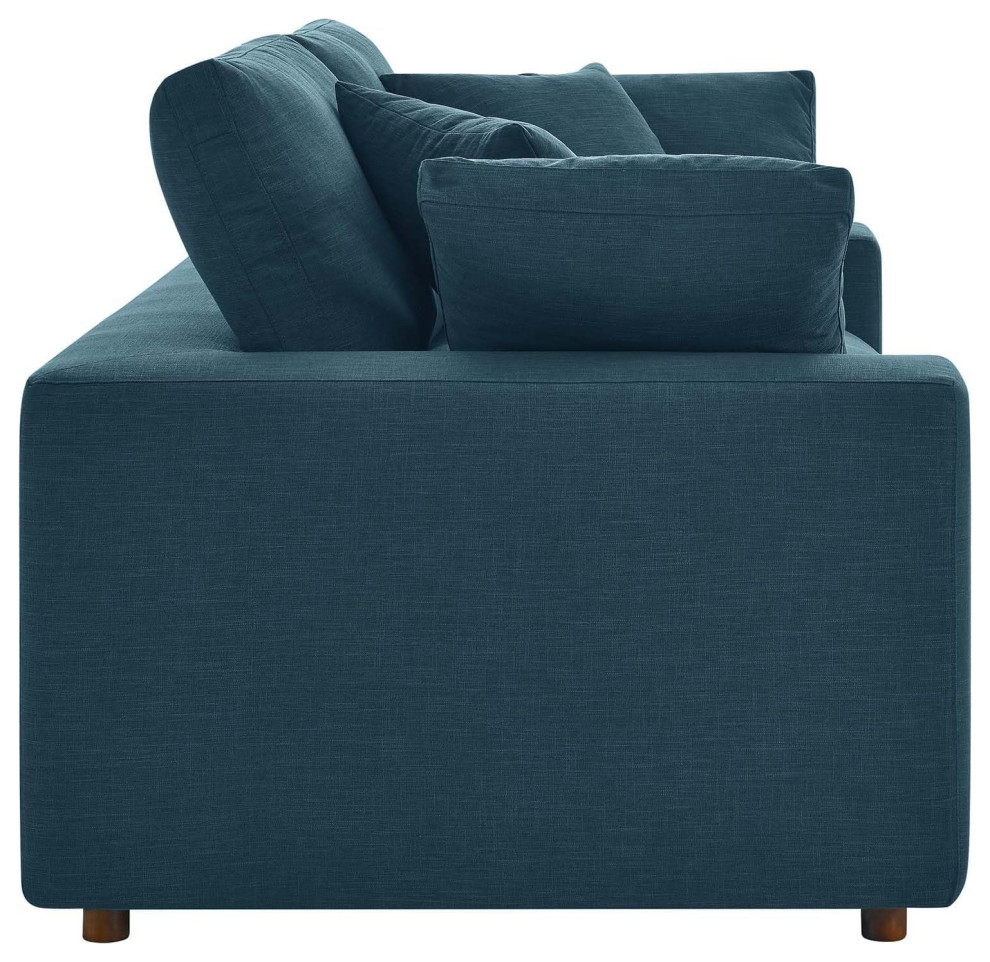 Modern Loveseat  Extra Padded Seat With Linen Fabric Upholstery   Modern   Loveseats   by Decor Love  Houzz