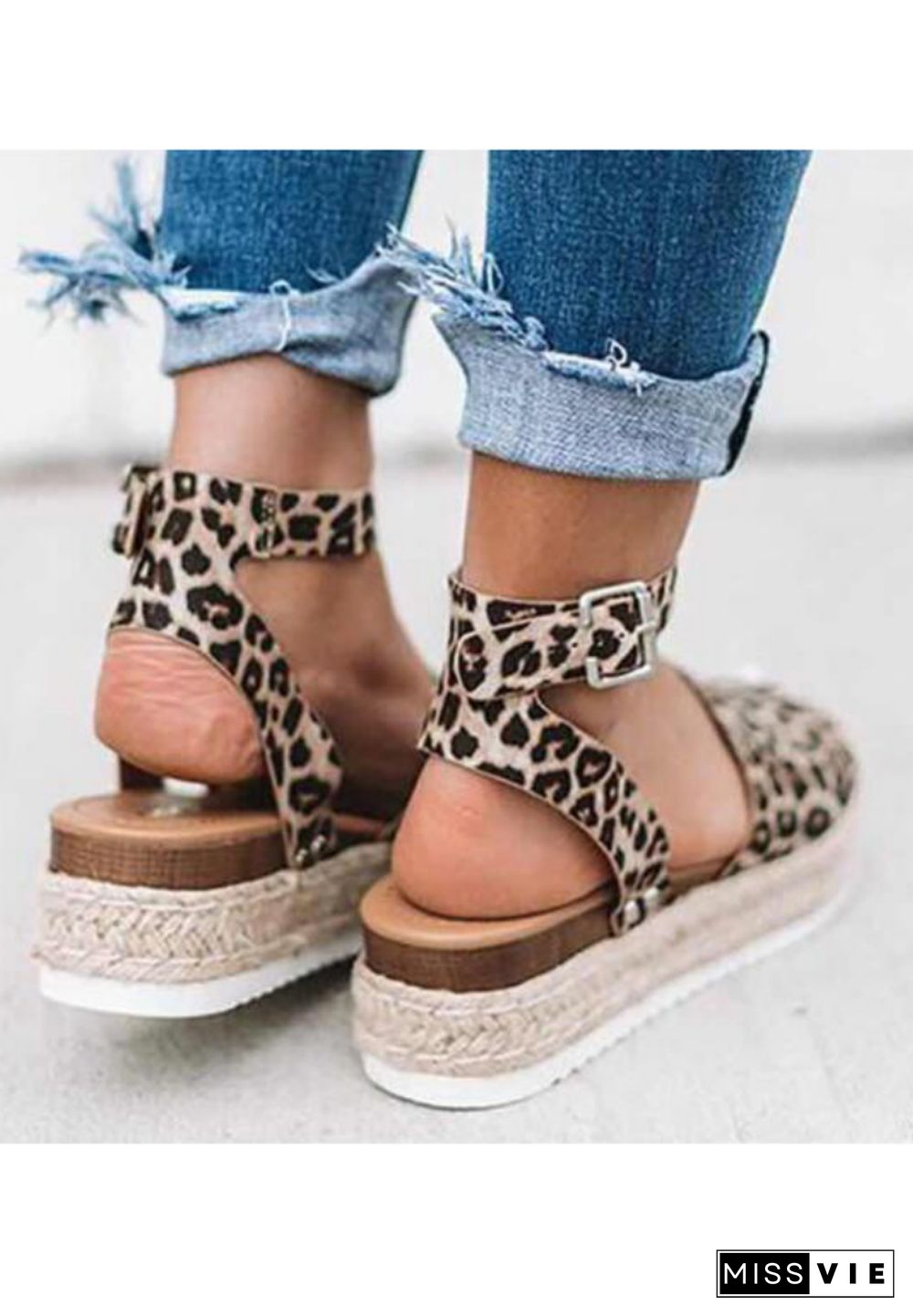 Leopard Print Flat Sandals