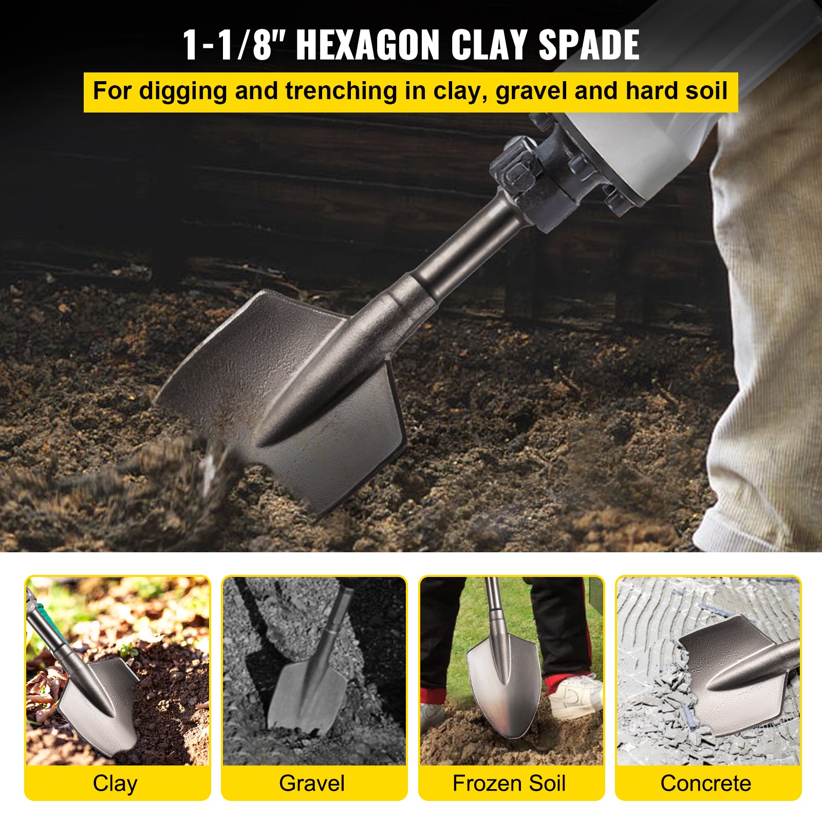 VEVOR Clay Spade, 1-1/8