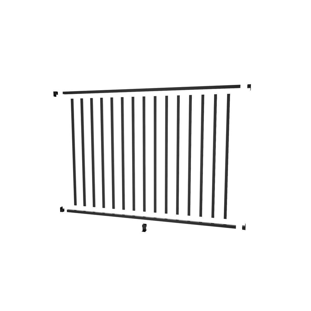 PEAK Aquatine 12 in. x 72 in. x 4 ft. Black Aluminum Pool Fence Rail and Picket Kit 56113