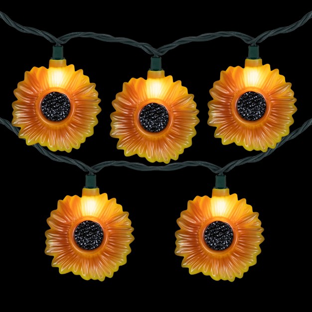 Northlight 10 count Sunflower Patio Light Set 6ft Green Wire