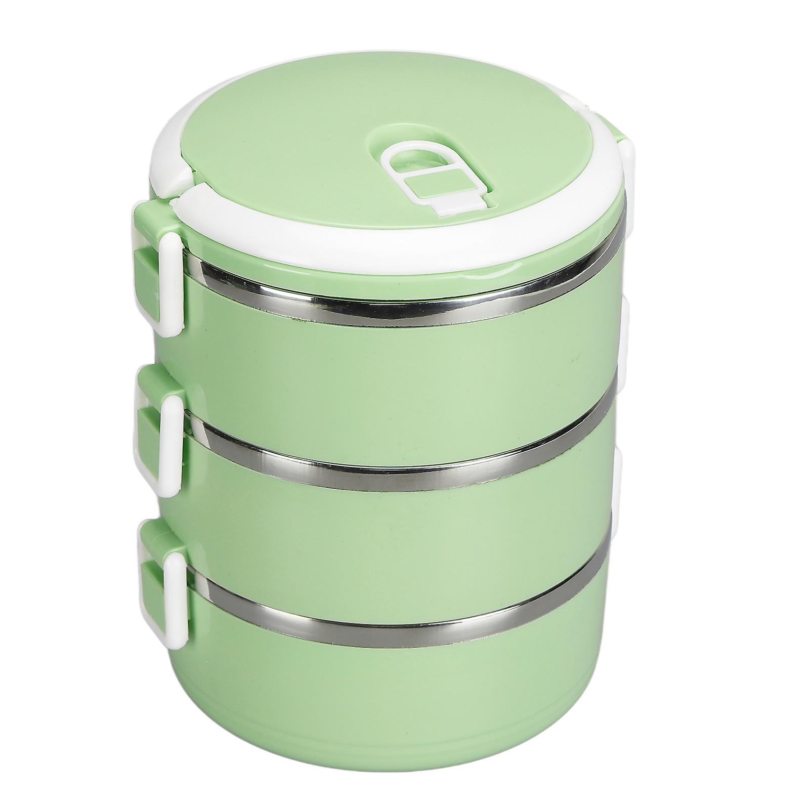 Portable 304 Stainless Steel Bento Lunch Box Thermal Cylinder Lunch Container Food Storage Containers For School Office Outdoorthree Layers Nordic Gre