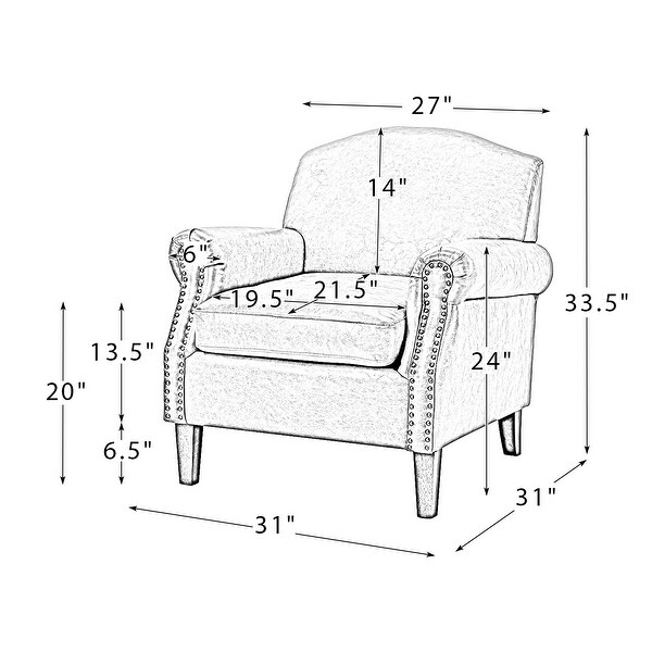 Giampiero Transitional Faux Leather Arm Chair with Nailhead Trim by HULALA HOME