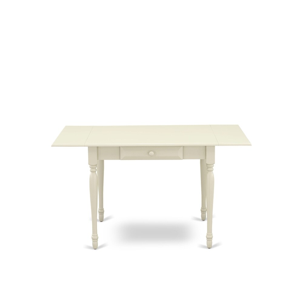 East West Furniture Kitchen Table Set  a Rectangle Dining Room Table and Solid Wood Seat Chairs  Linen White (Pieces Option)