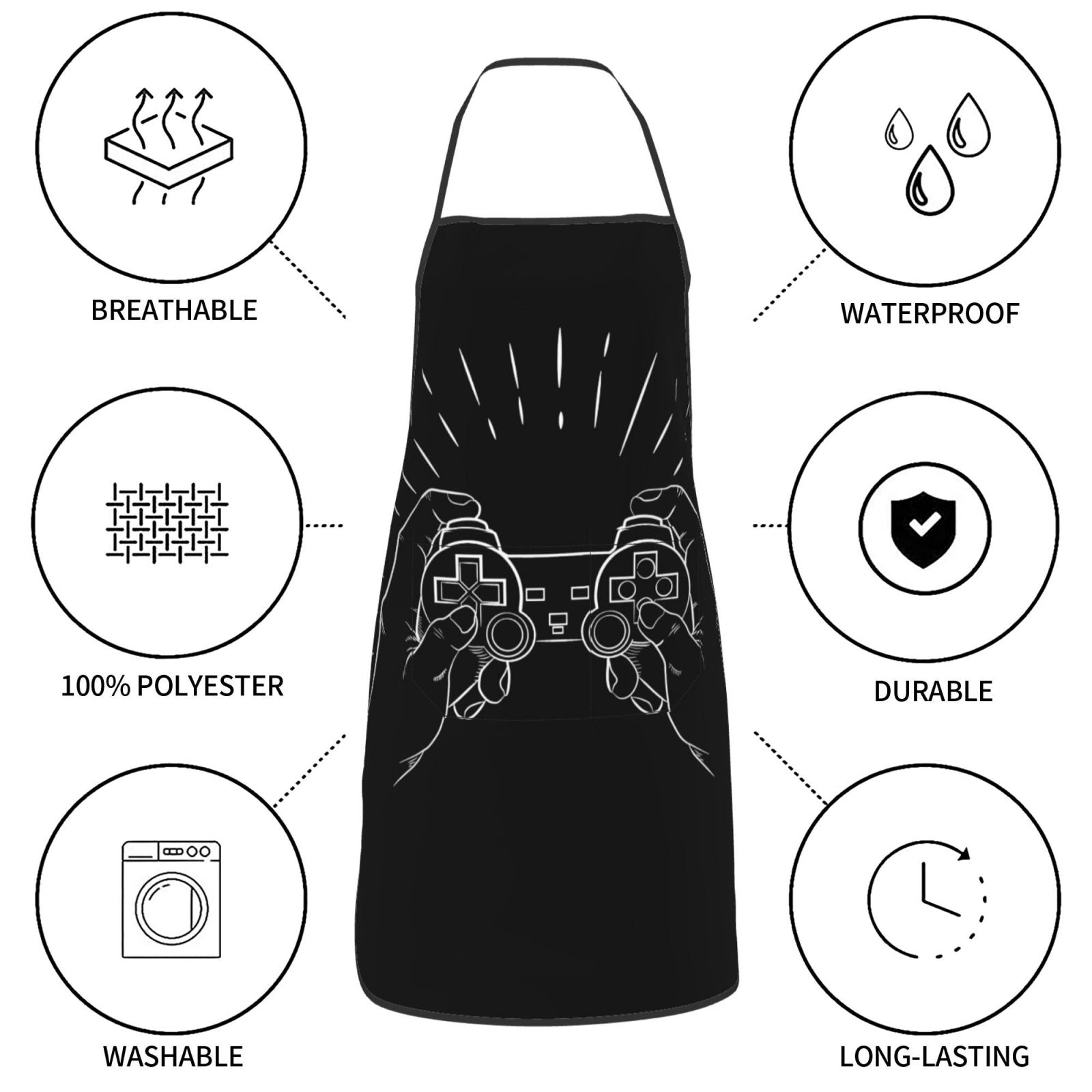 XMXY Chef Aprons with Pockets for Women Men， Person Playing Videogames Waterproof Cooking Kitchen Aprons， 28.3 x 20.4 inches