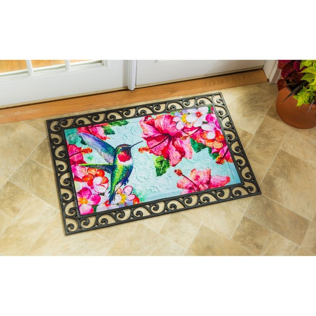 Evergreen Hummingbird And Hibiscus Embossed Floor Mat