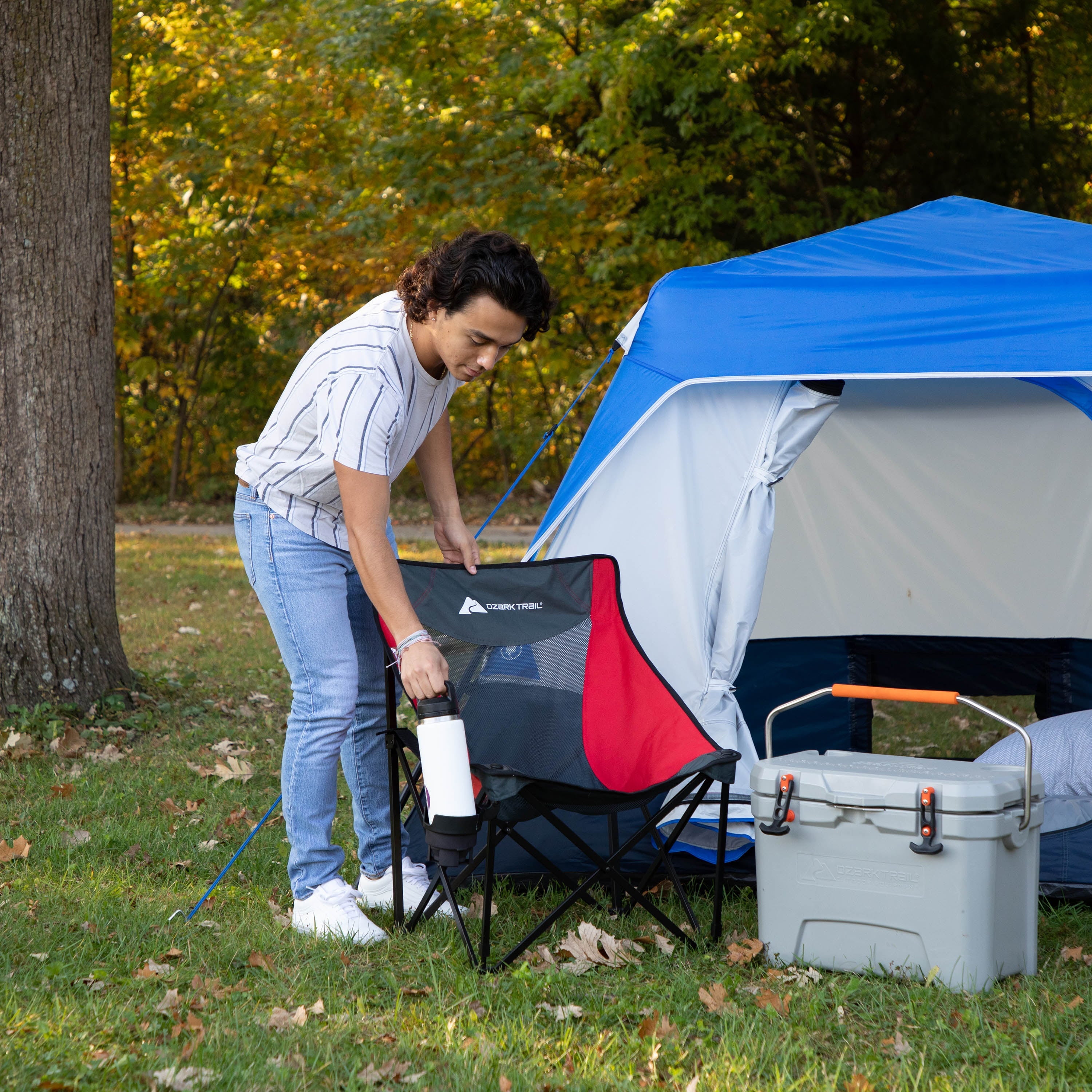 Ozark Trail Camping Chair, Red and Gray