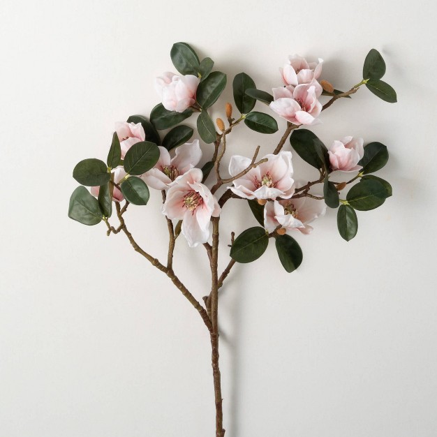 Artificial Faux Blush Magnolia Stem