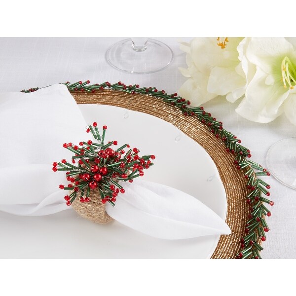 Holiday Harmony Beaded Napkin Ring (Set of 4)