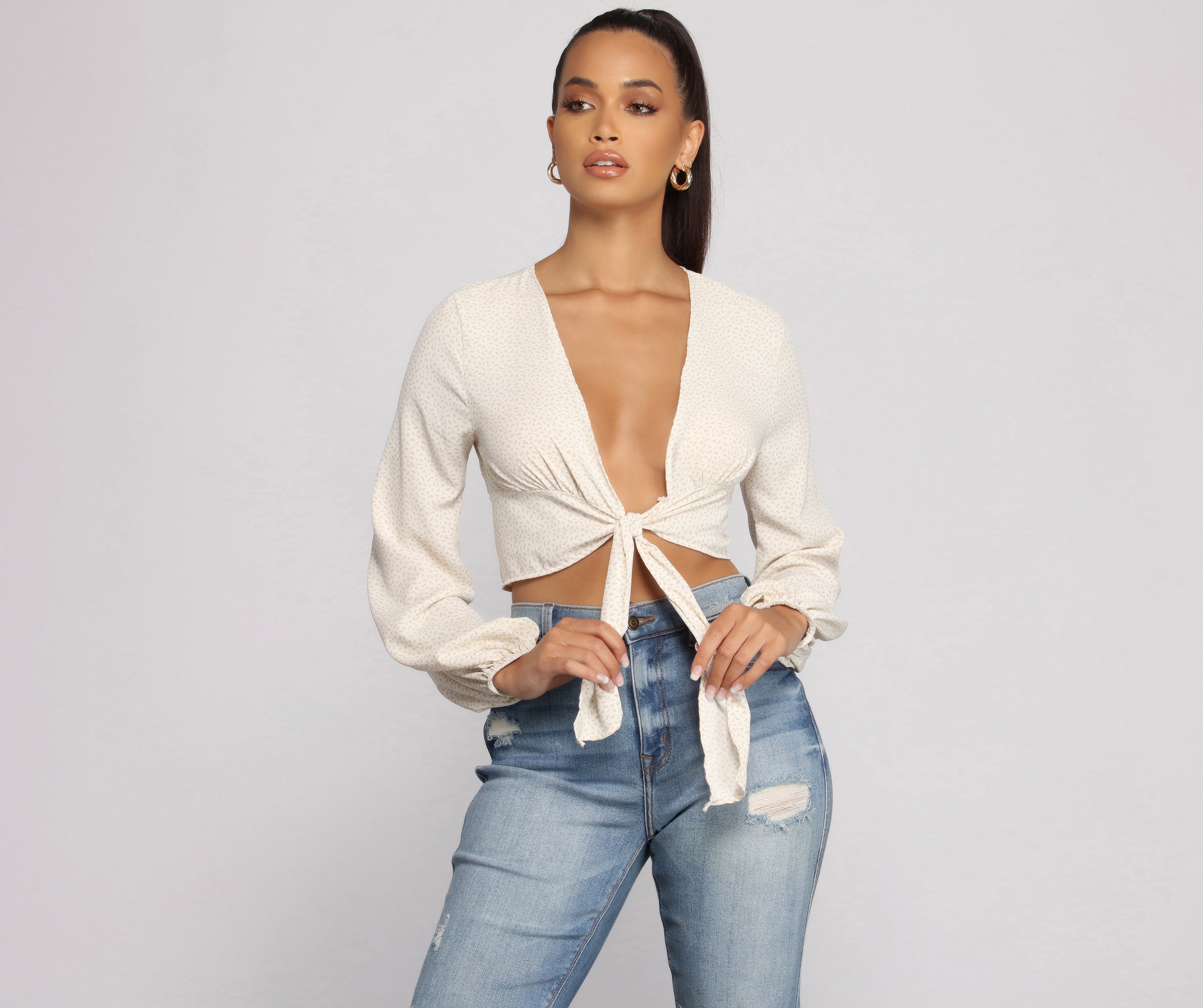 Major Trendsetter Tie Front Crop Top