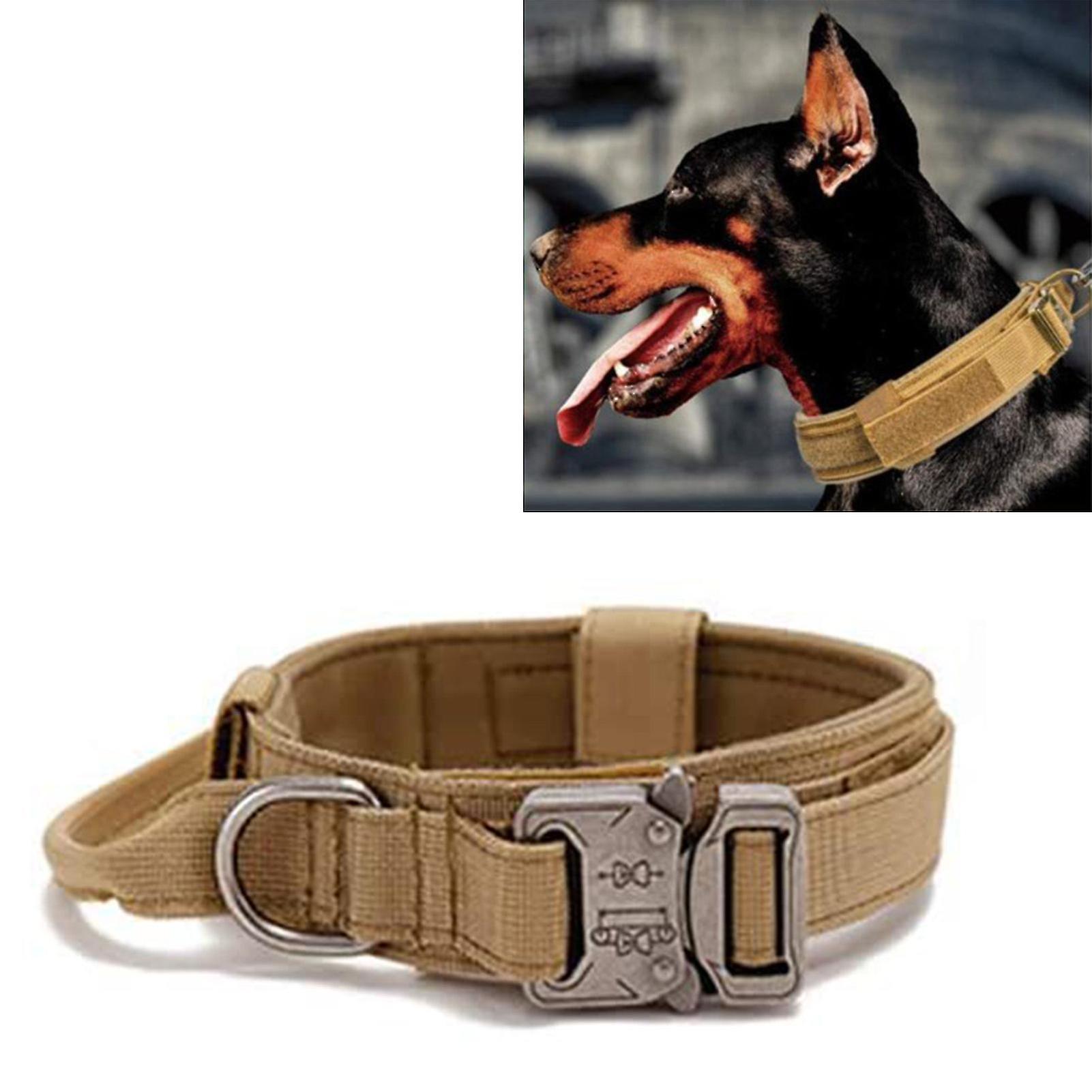 Adjustable Dog Collar Comfortable Breathable Pet Dog Collar with Metal Buckle And D Ring for Training Medium Large Dogs Khaki L