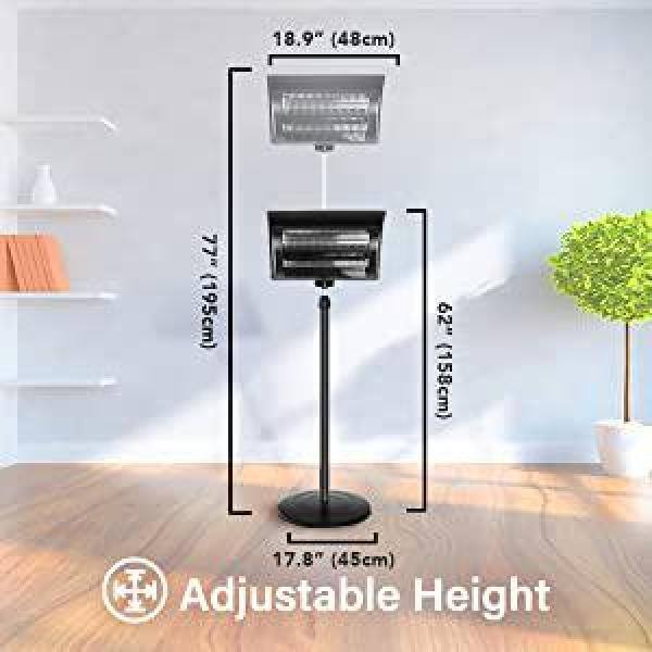 Afoxsos 750-Watt1500-Watt Simple Deluxe Patio Large Standing Heater Outdoor Balcony with Overheat Protection HDMX1326