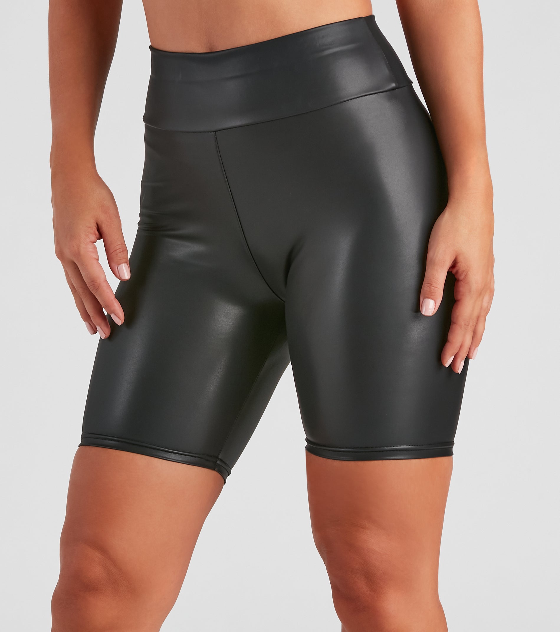 Faux Leather Biker Shorts