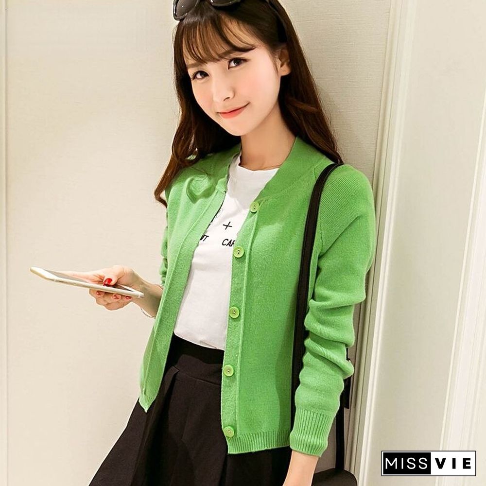 New Spring Autumn Winter Jacket Coat Primer Knit Cardigan 11 Color Female Cardigan Autumn Dress Sweater