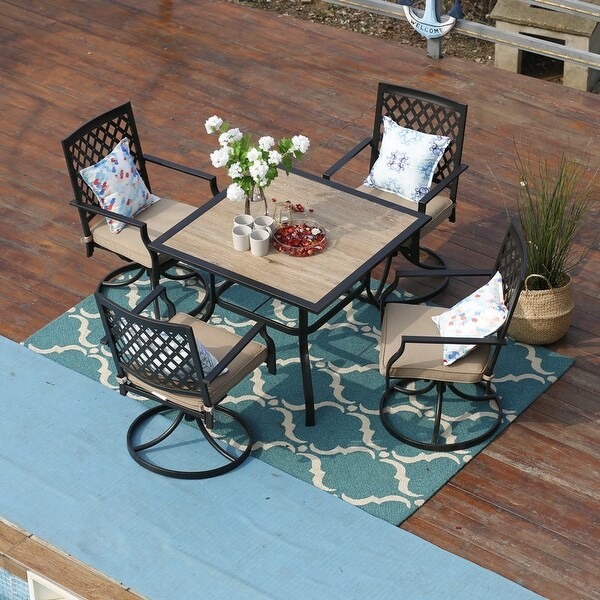 MAISON ARTS 5Piece Patio Dining Set with Swivel Chairs and WoodLike Table