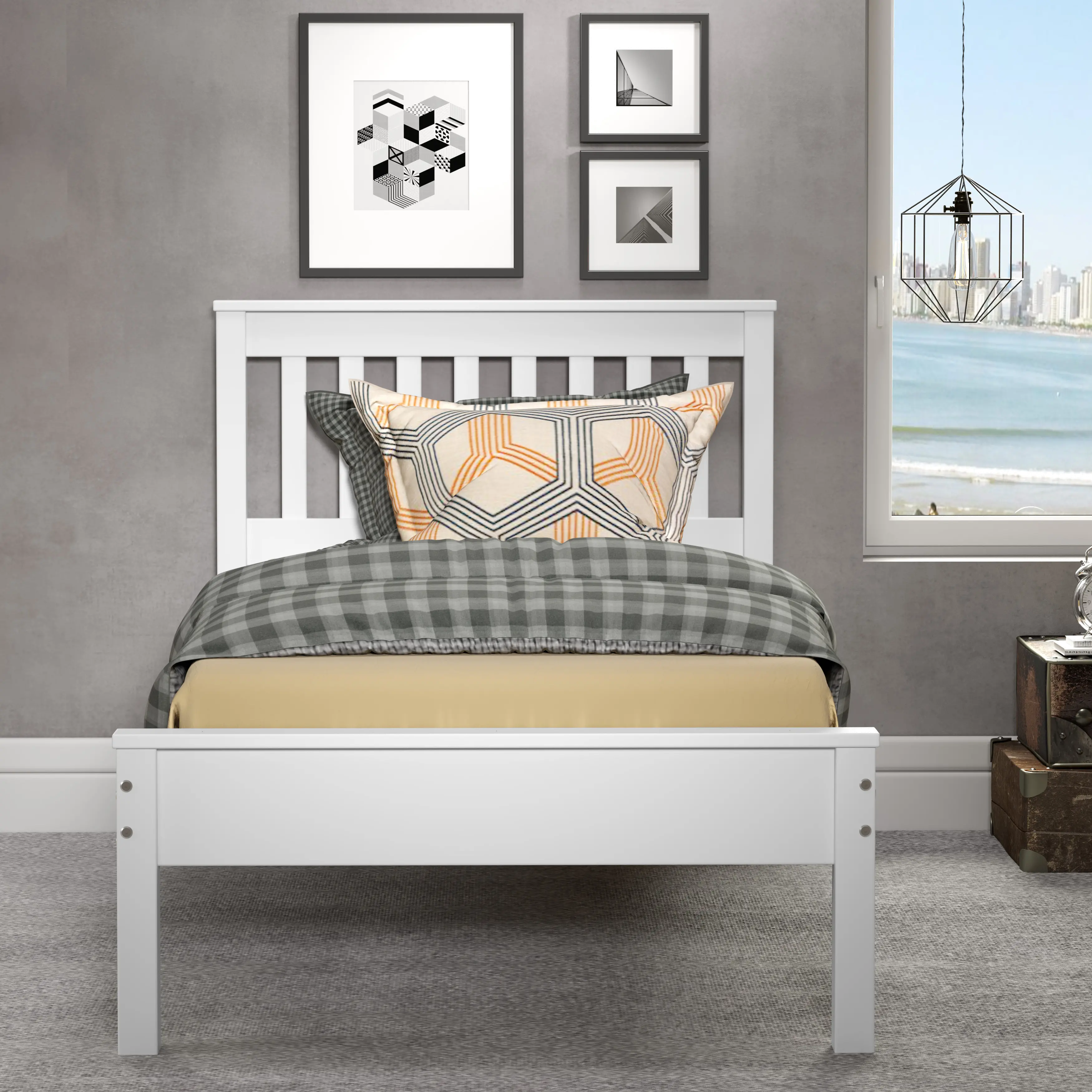 Contempo White Twin Bed