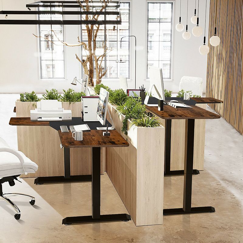 L-shaped Electric Standing Desk with 4 Memory Positions and LCD Display