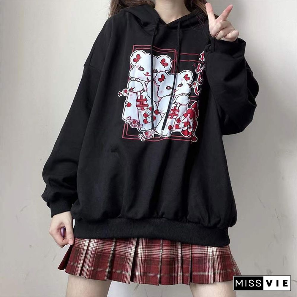 Cartoon Print Casual Hoodie