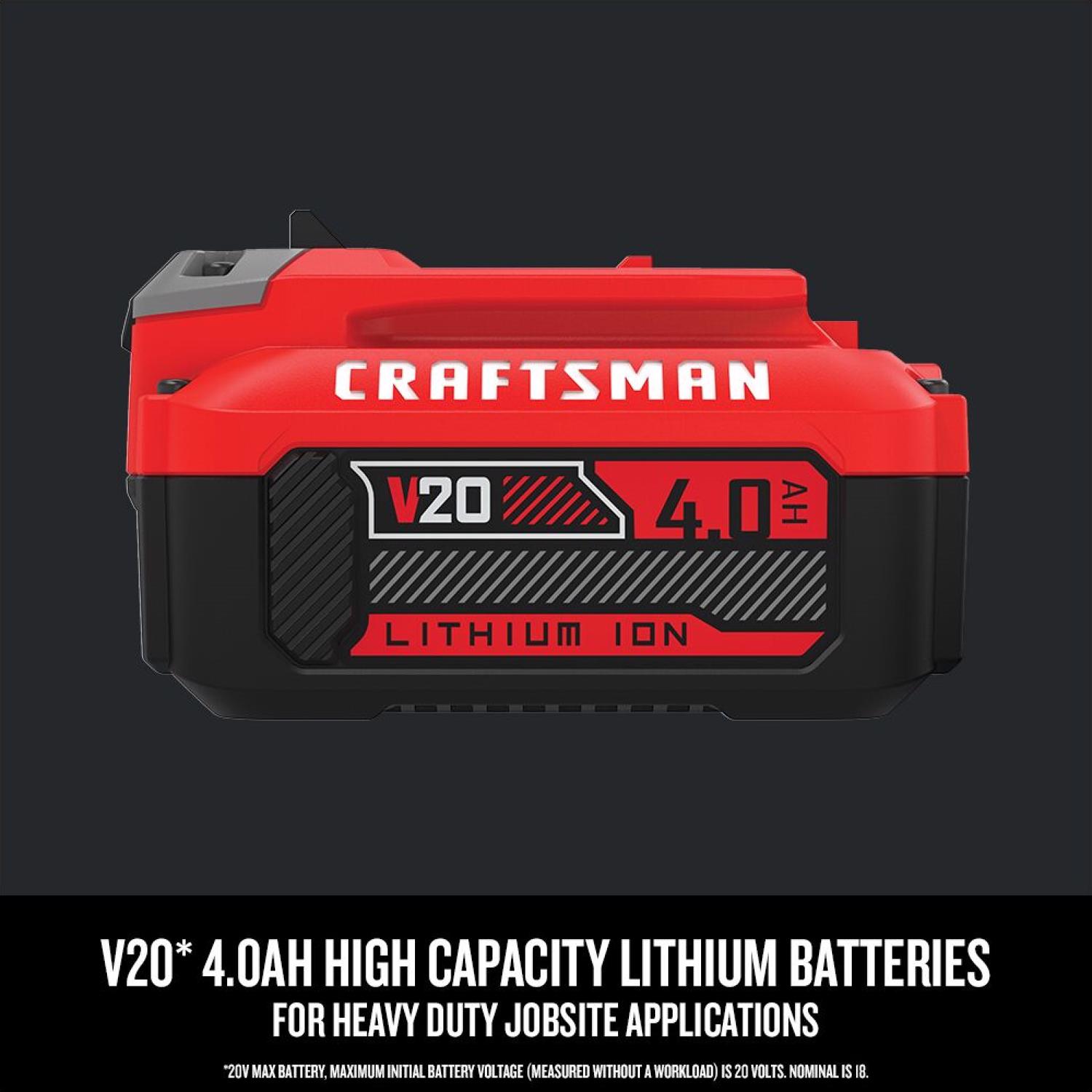 Craftsman 20 V 4 Ah Lithium-Ion Battery and Charger 2 pc