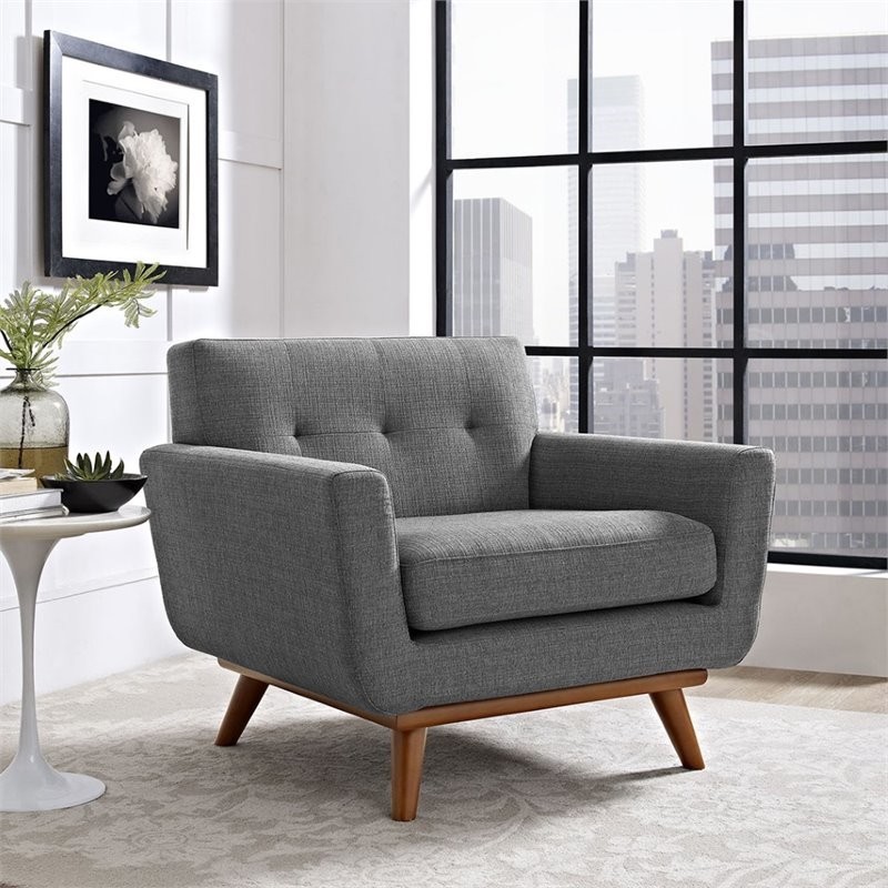 Hawthorne Collection Upholstered Accent Chair in Gray   Midcentury   Armchairs And Accent Chairs   by Homesquare  Houzz