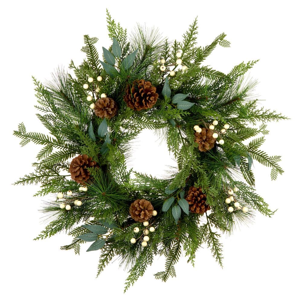  24 in Green Unlit Inspired by Nature Artificial Christmas Wreath JH100-23FD0385-1