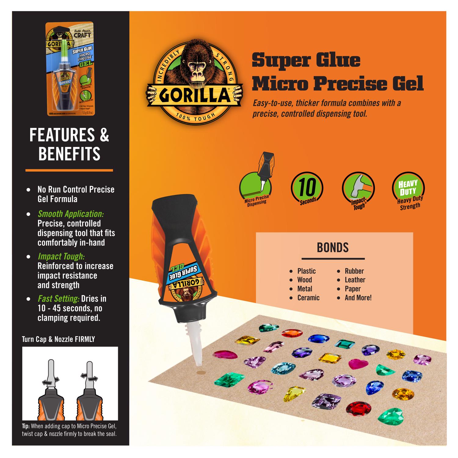 Gorilla Micro Precise High Strength Gel Super Glue 5.5 gm