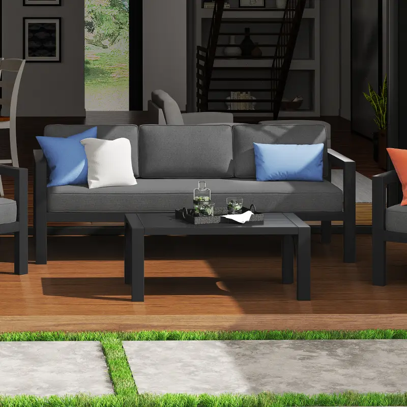 Grayton Gray Outdoor Aluminum Sofa