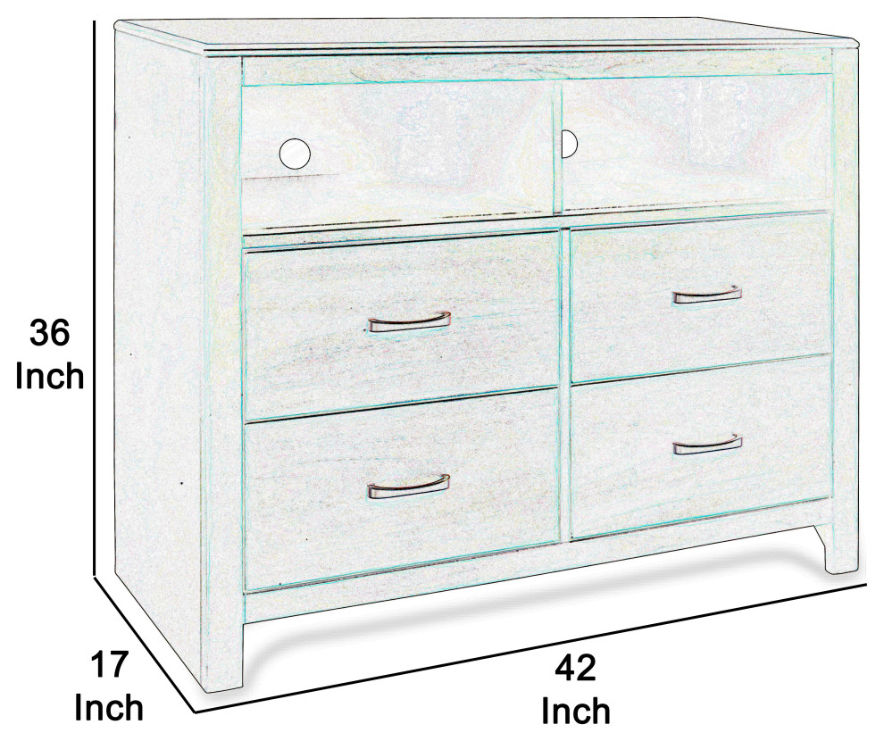 Transitional Style 4 Drawer Wood Media Chest With Open Storage Cherry Brown   Transitional   Media Cabinets   by VirVentures  Houzz