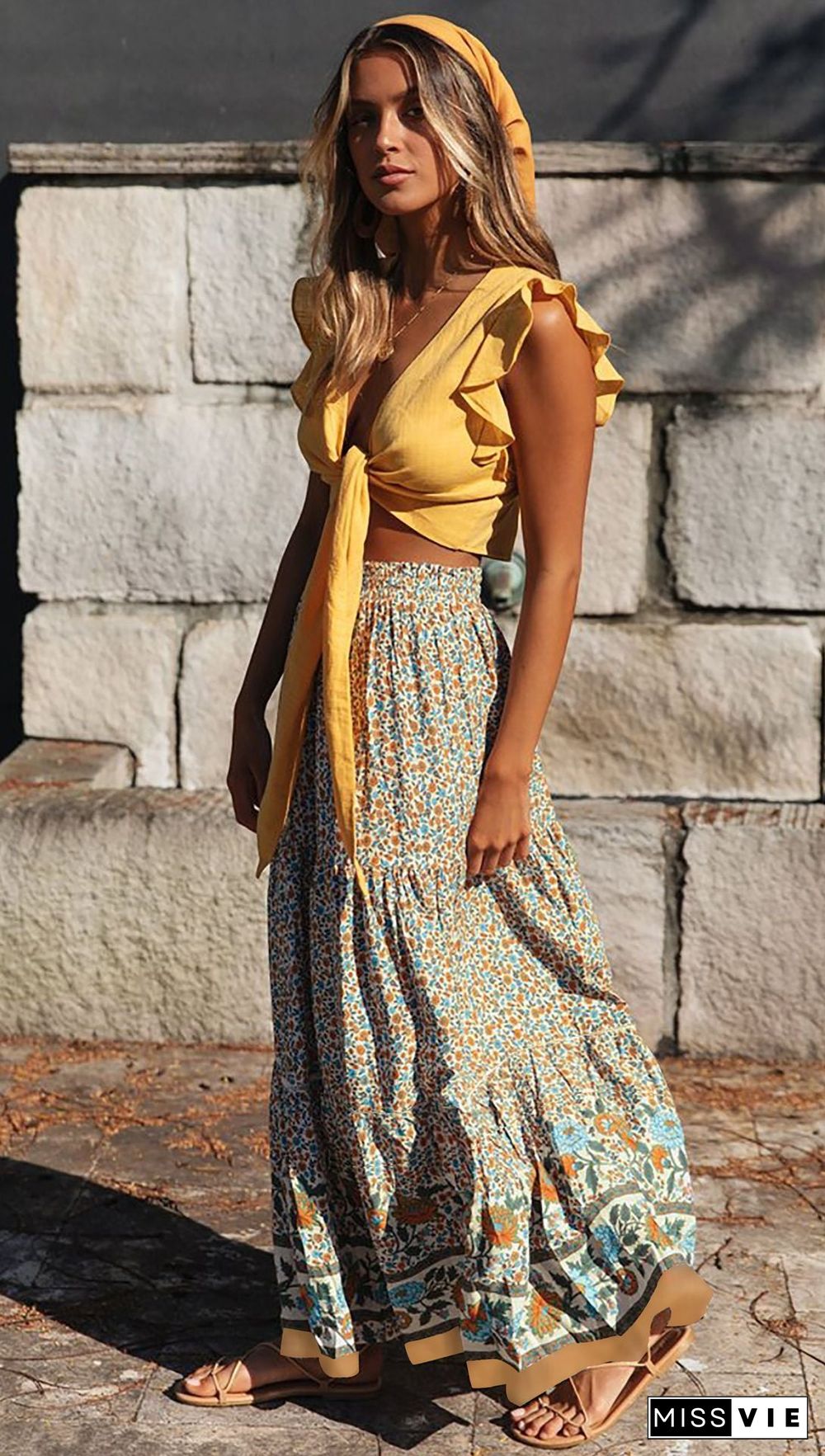 Floral Boho Casual Maxi Skirt